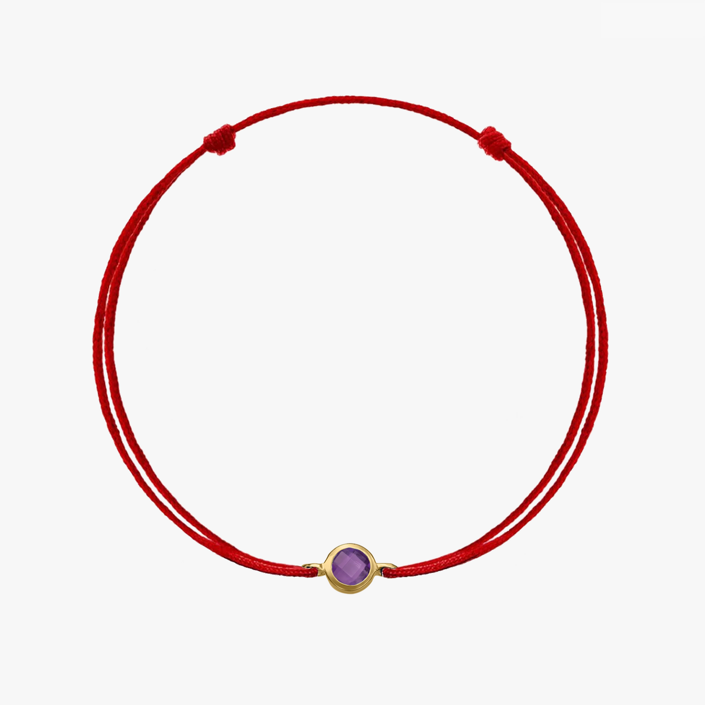 Сребърна гривна на връв Birthstone Golden February - Аметист - Indira