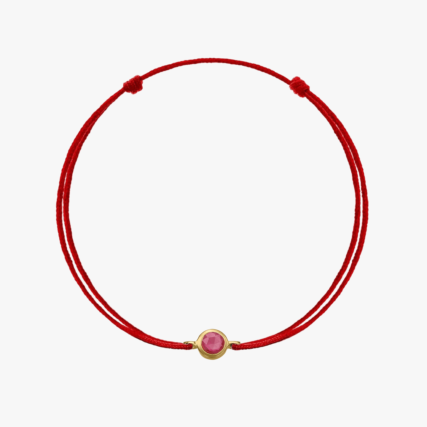 Сребърна гривна на шнур Birthstone Golden July - Рубин - Indira