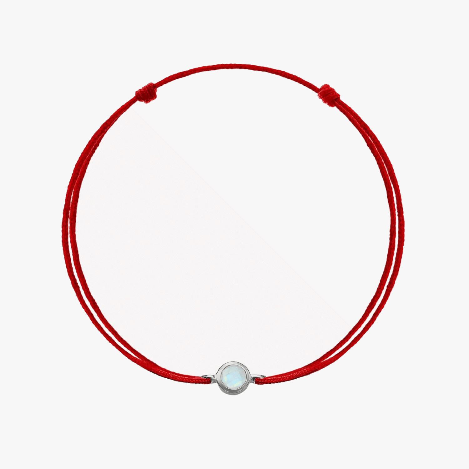 Сребърна гривна с шнур Birthstone Silver June - Лунен камък - Indira