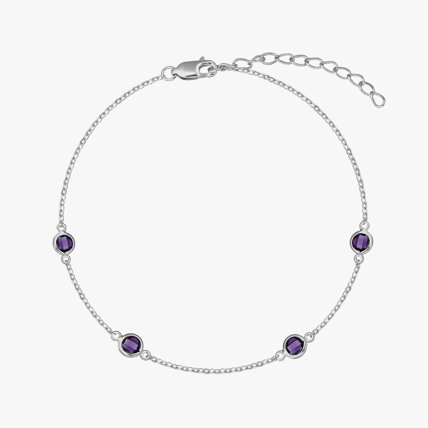 Сребърна гривна Birthstone февруари - Аметист - Indira