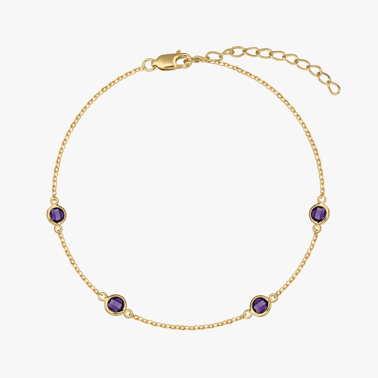 Сребърна гривна Birthstone Golden February - Аметист - Indira
