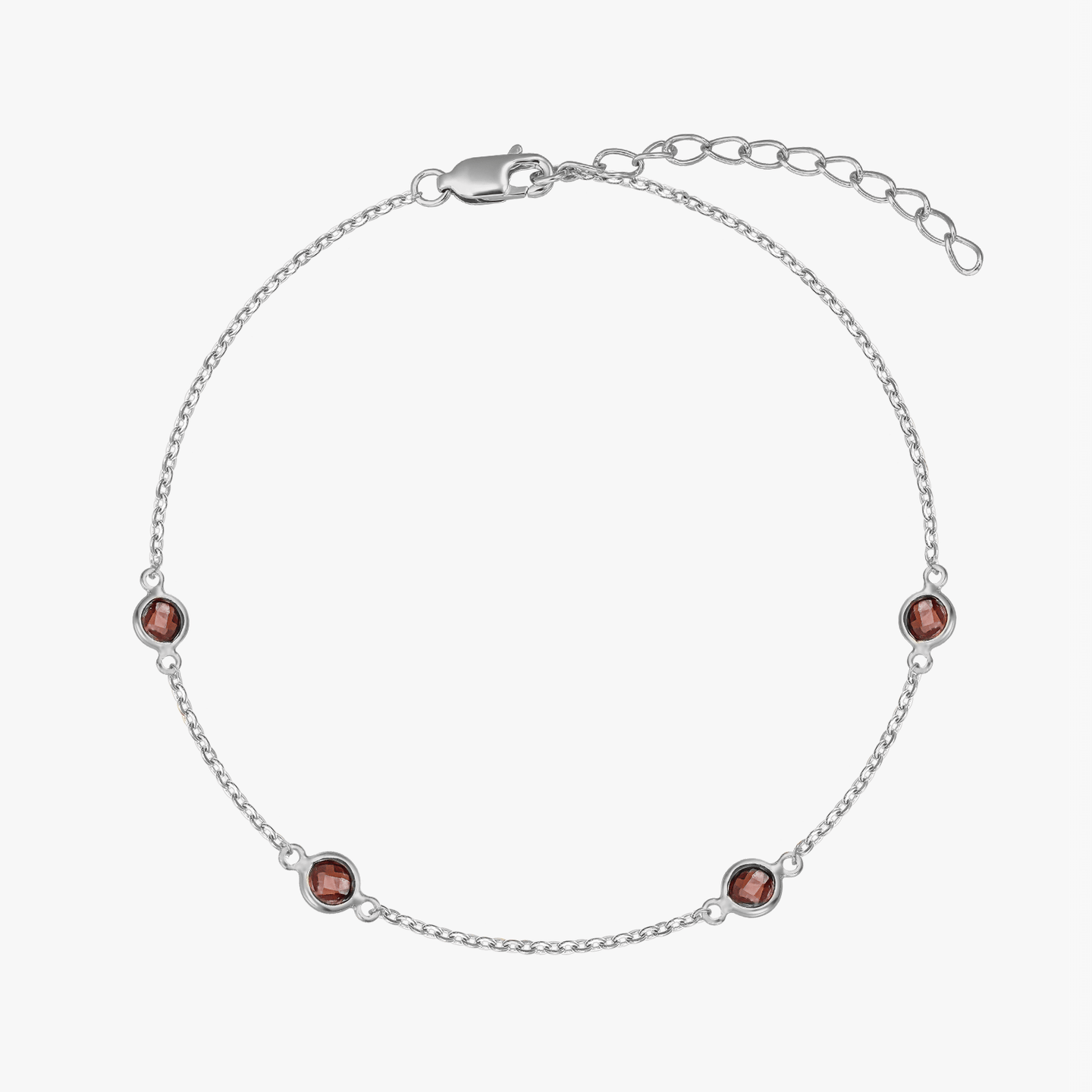Сребърна гривна Birthstone януари - Гранат - Indira