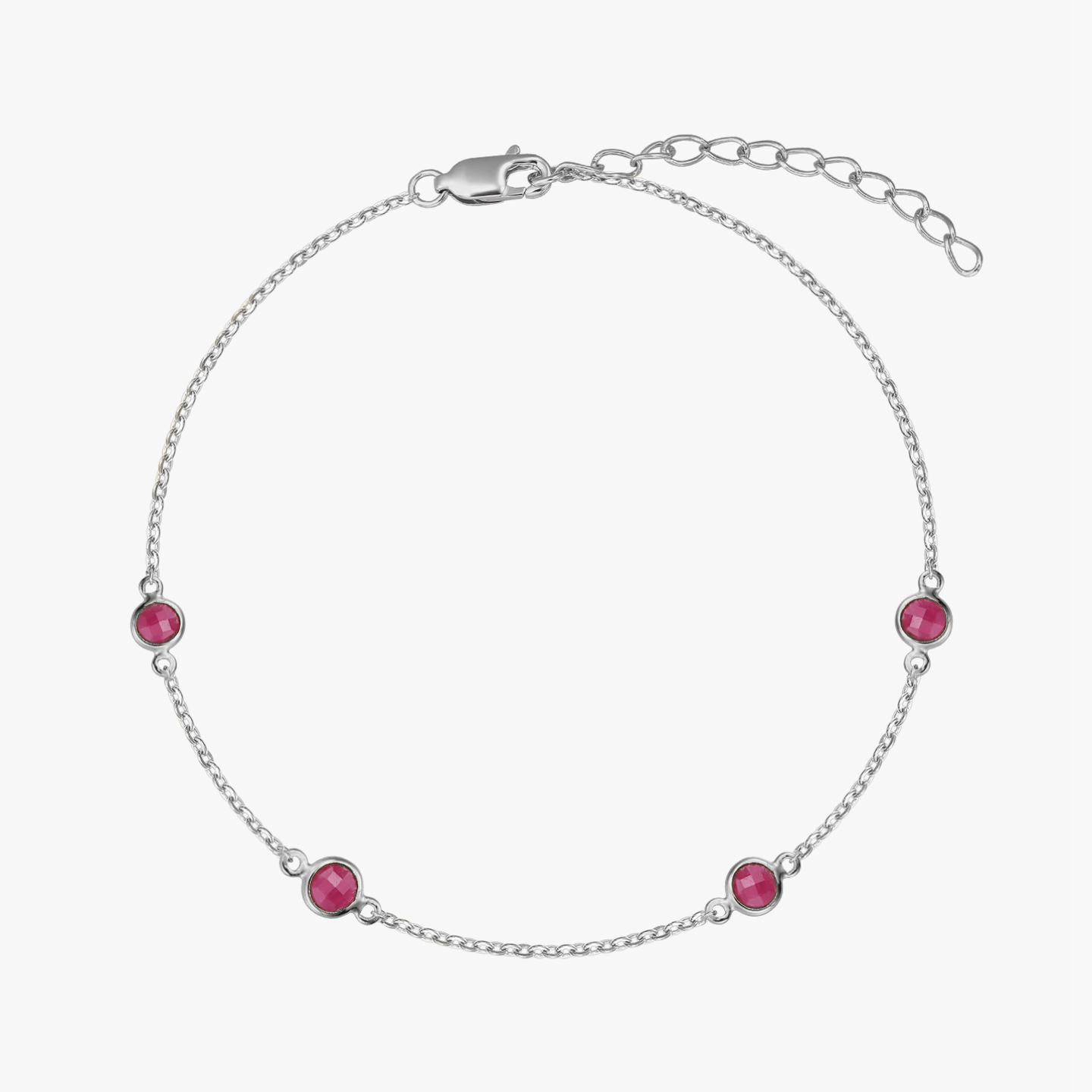 Сребърна гривна Birthstone July - Рубин - Indira