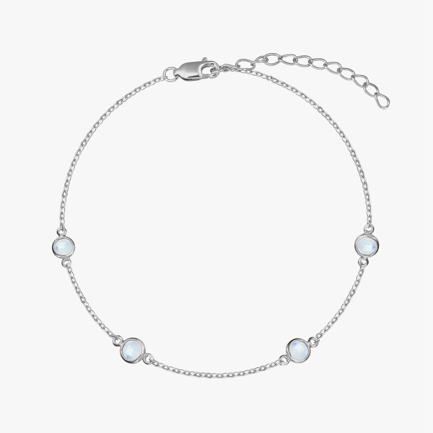 Сребърна гривна Birthstone Юни - Лунен камък - Indira