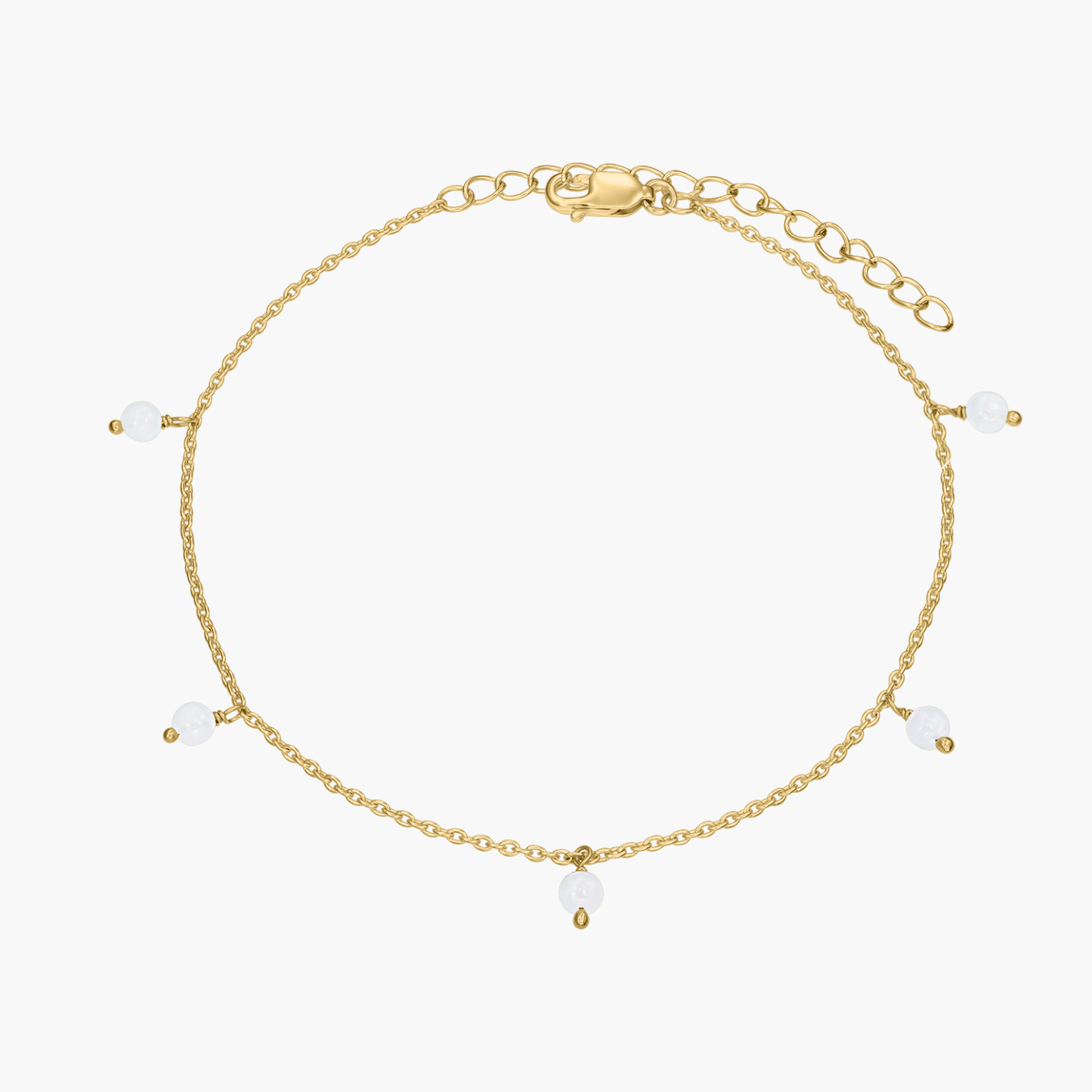 Brățara de picior din argint Golden Gem Droplet - Piatra Lunii - Indira