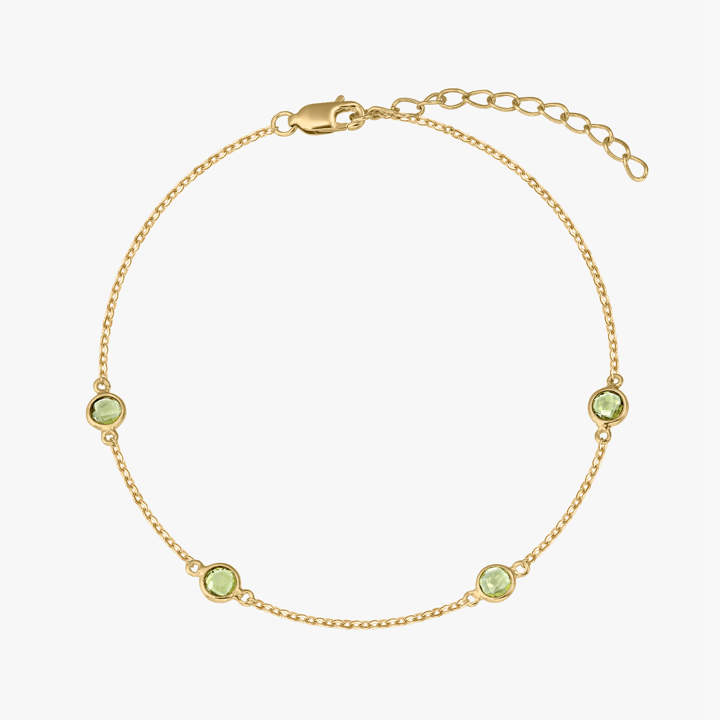 Сребърна гривна Birthstone Golden August - Перидот - Indira