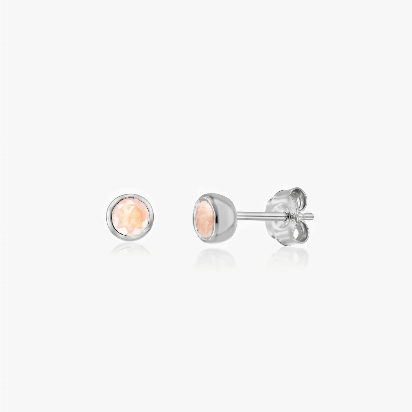 Сребърни обеци Birthstone - Розов кварц - Indira