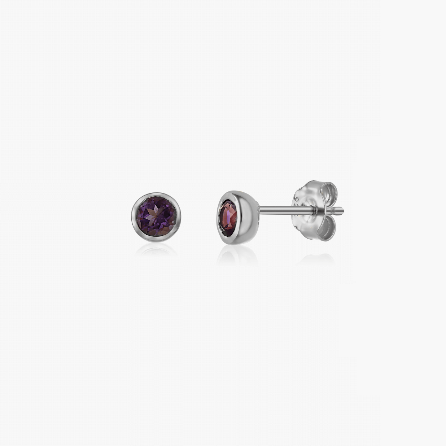 Сребърни обеци Birthstone февруари - аметист - Indira