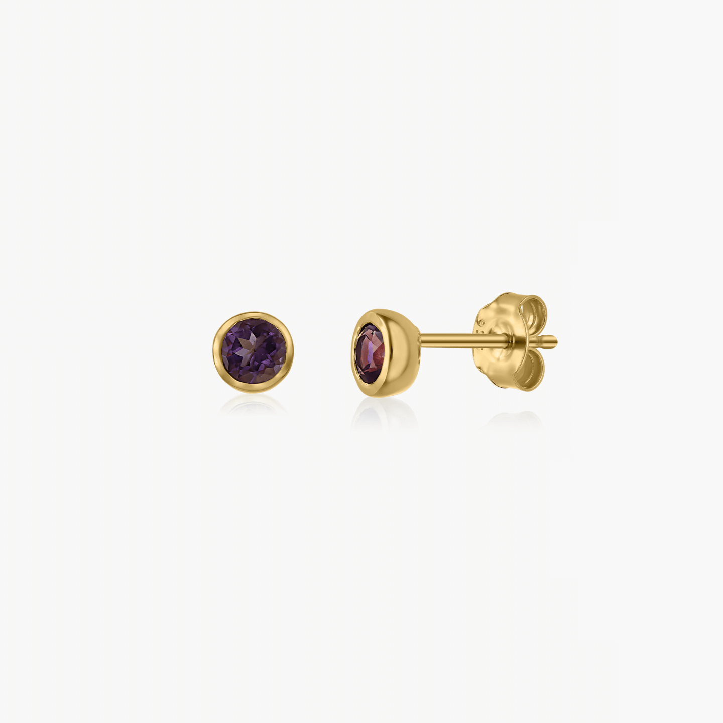 Сребърни обеци Birthstone Golden February - Аметист - Indira