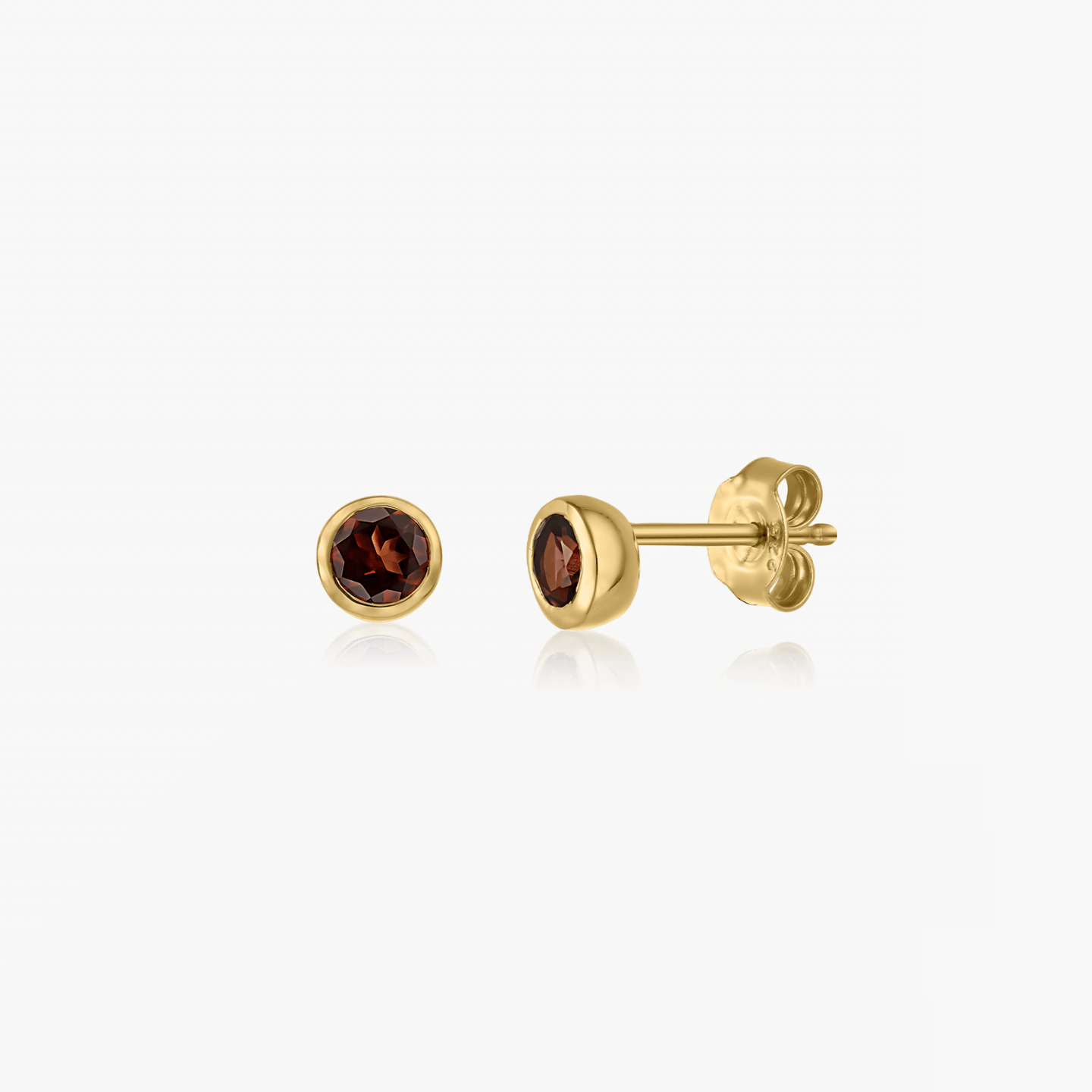 Сребърни обеци Birthstone Golden January - Гранат - Indira