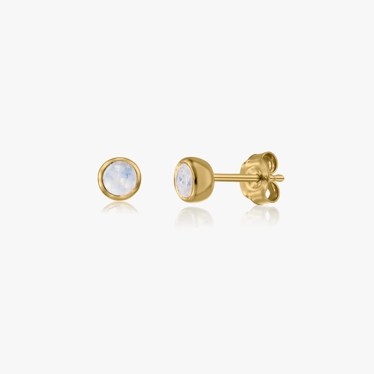 Сребърни обеци Birthstone Golden June - Лунен камък - Indira