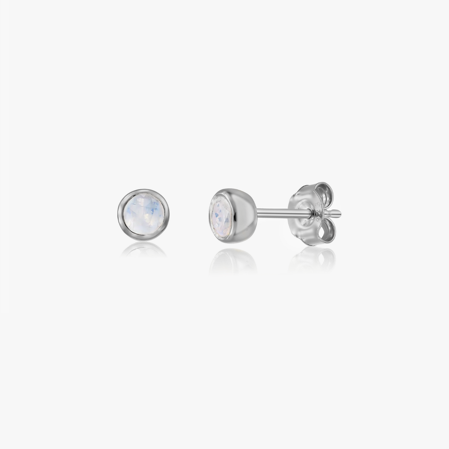 Сребърни обеци Birthstone юни - Лунен камък - Indira