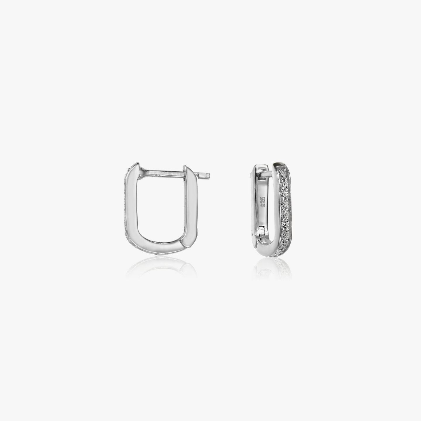 Сребърни обеци U Hoops - Цирконий - Indira