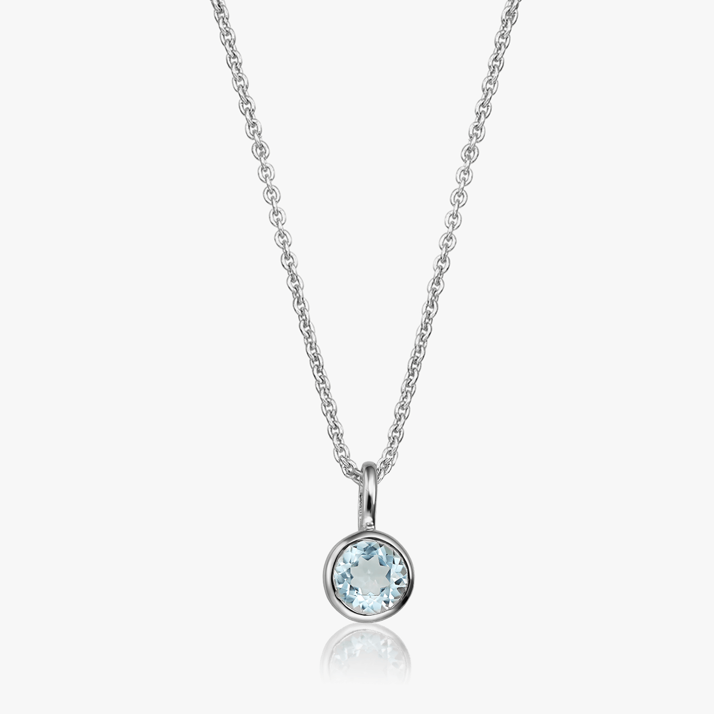 Сребърно колие Birthstone Декември - Син Топаз - Indira