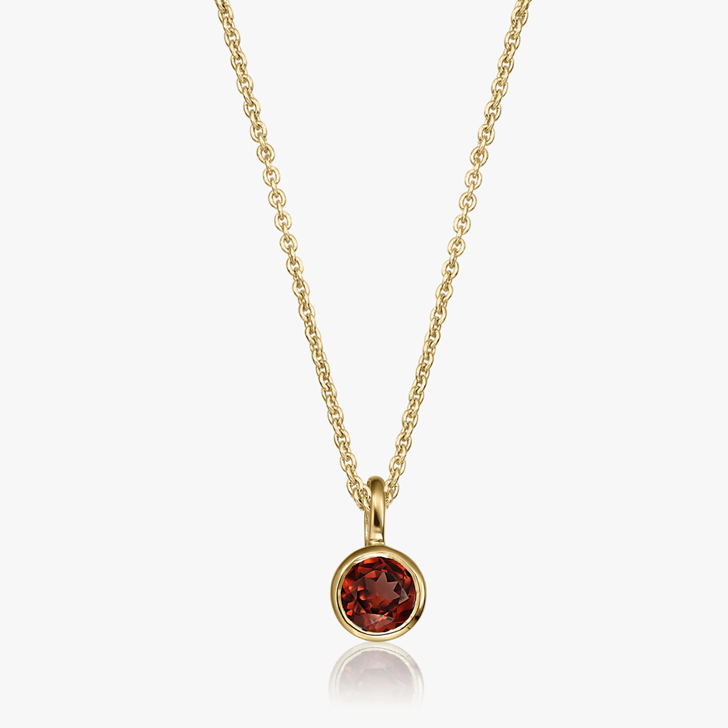 Сребърно колие Birthstone Golden Януари - Гранат - Indira