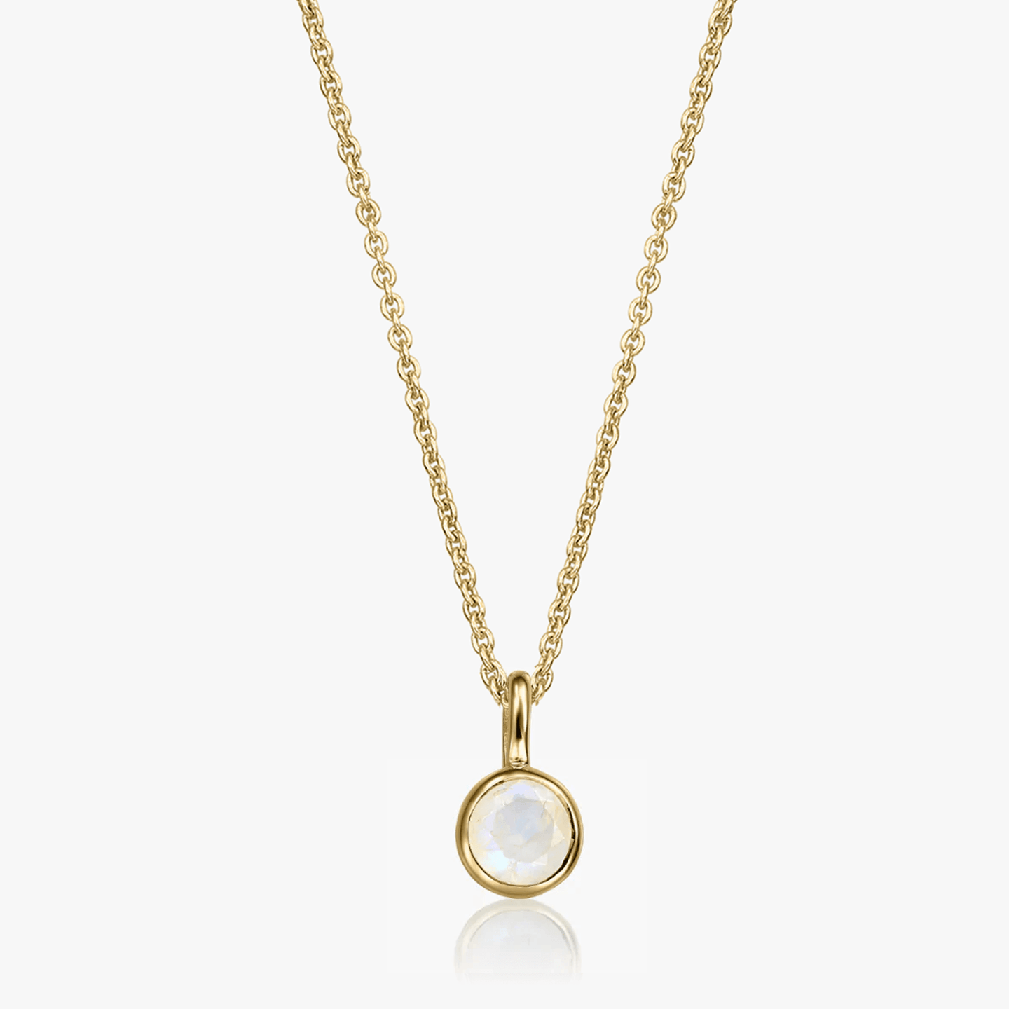 Сребърно колие Birthstone Golden June - Лунен камък - Indira