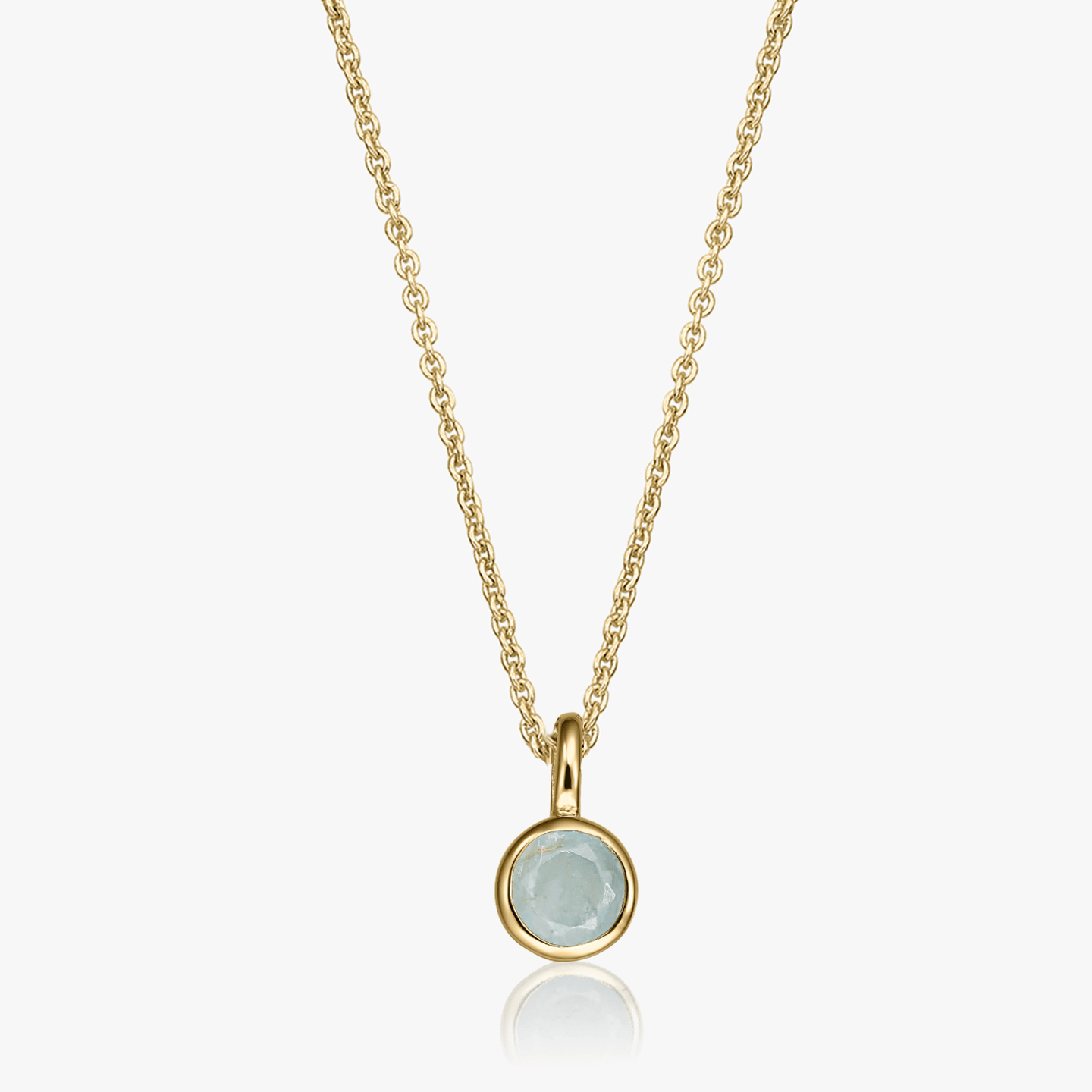 Сребърно колие Birthstone Golden March - Аквамарин - Indira