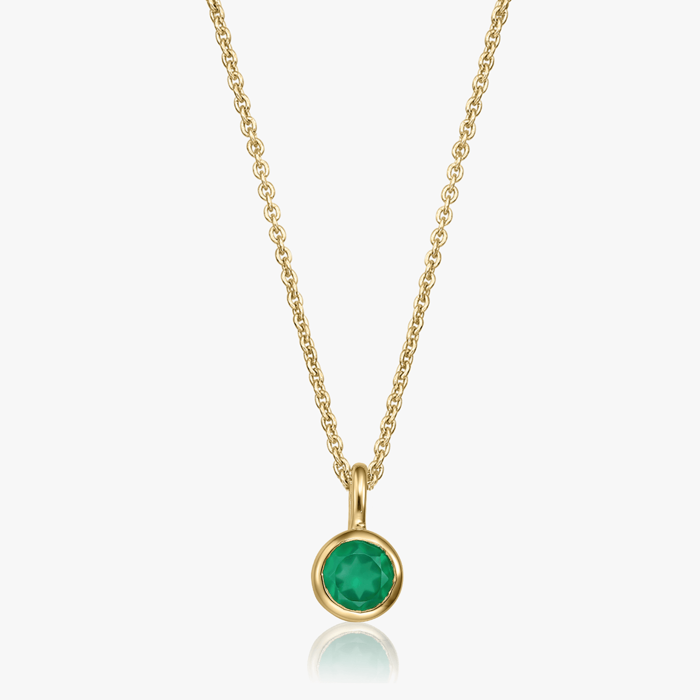 Сребърно Колие Birthstone Golden May - Зелен Оникс - Indira
