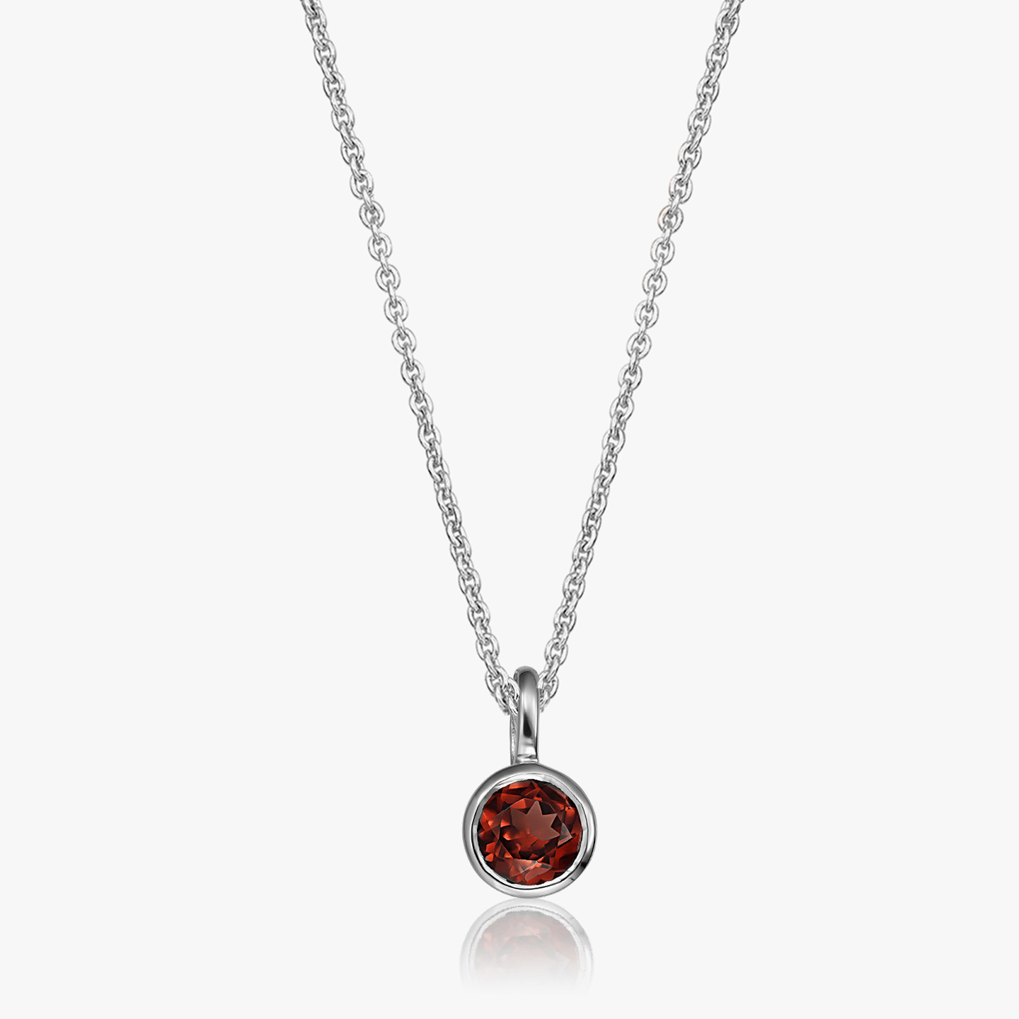 Сребърно колие Birthstone January - Гранат - Indira