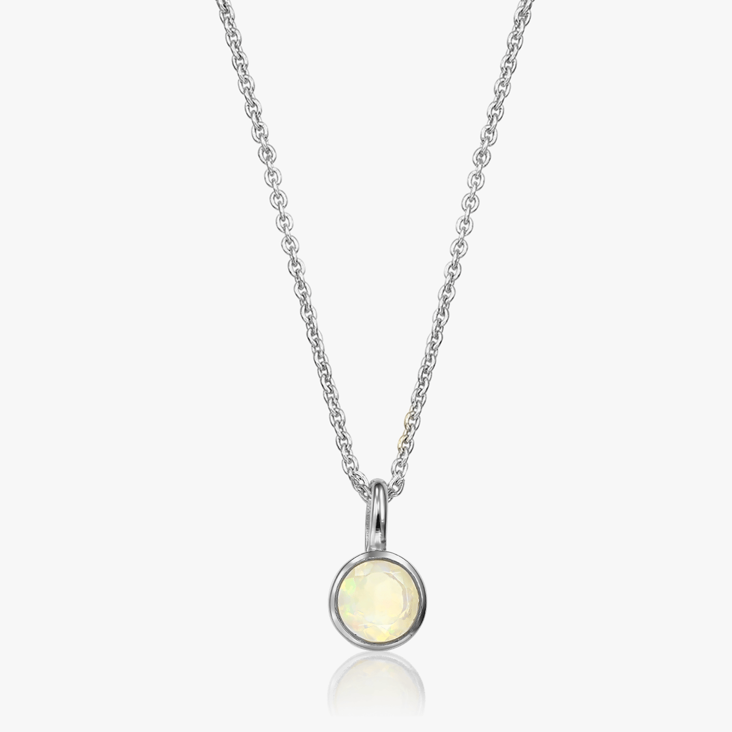 Сребърно колие Birthstone October - Опал - Indira