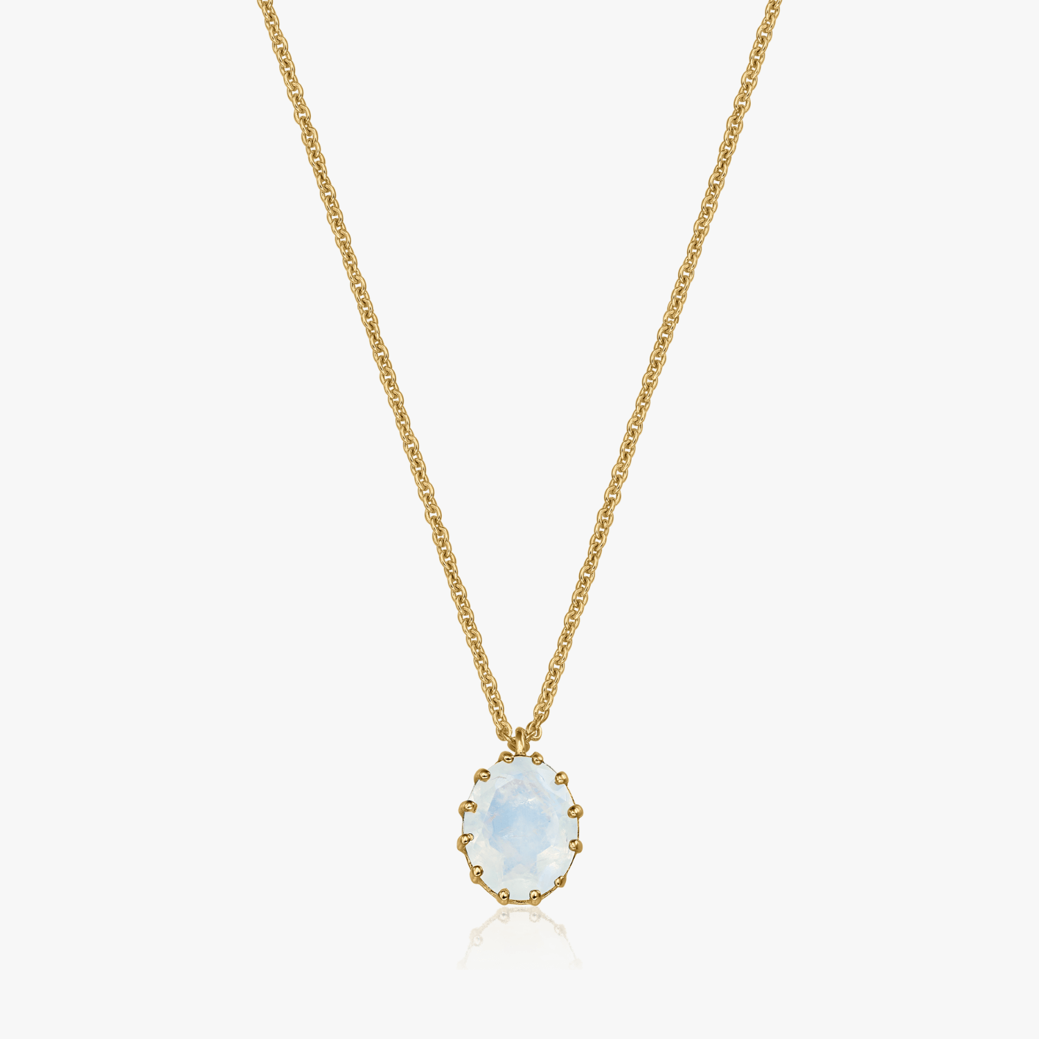 Сребърно колие Golden Serene - Лунен камък - Indira