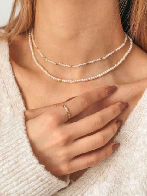 Колие от злато Glamour - Естествени Перли - Indira