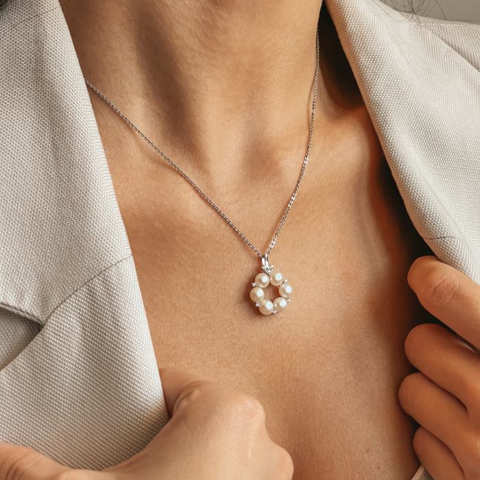 Сребърно колие Pearl Crown - Натурални перли - Indira