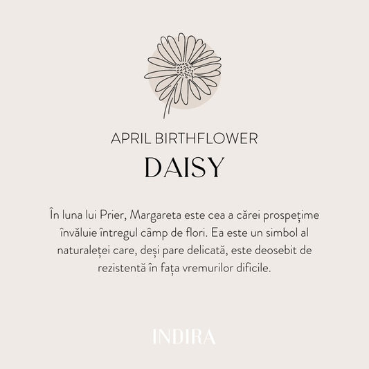 Pandantiv din aur alb Birth Flower - April Daisy - Indira