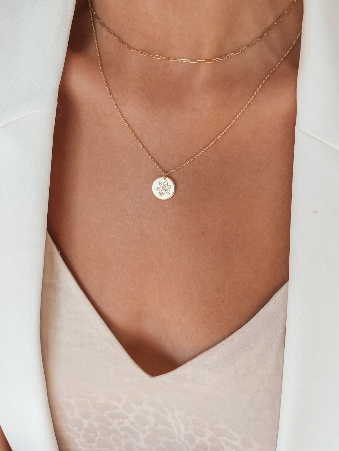 Колие от сребро Birth Flower Golden - Март Нарцис - Indira