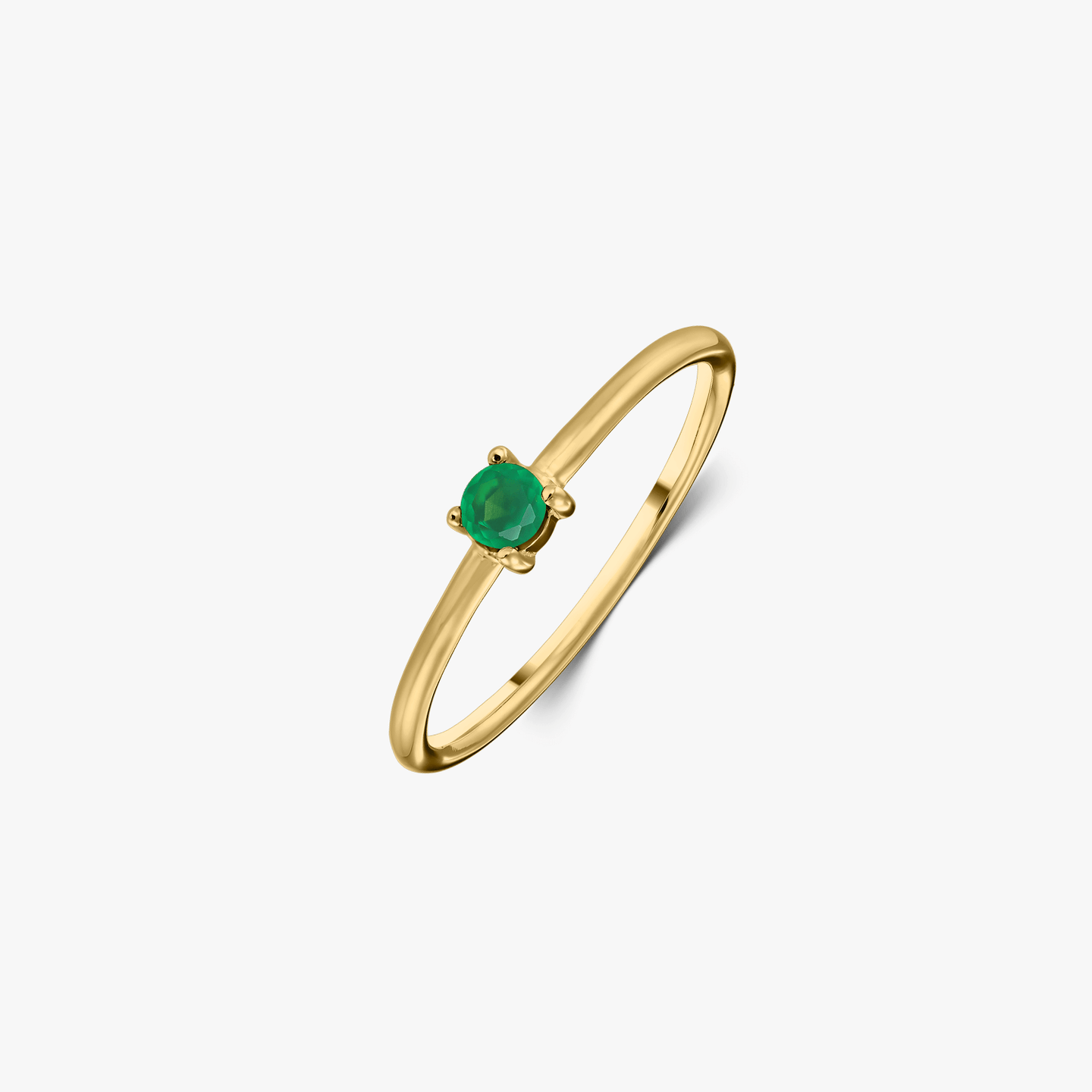 Сребърен пръстен Birthstone Golden May - Зелен Оникс - Indira