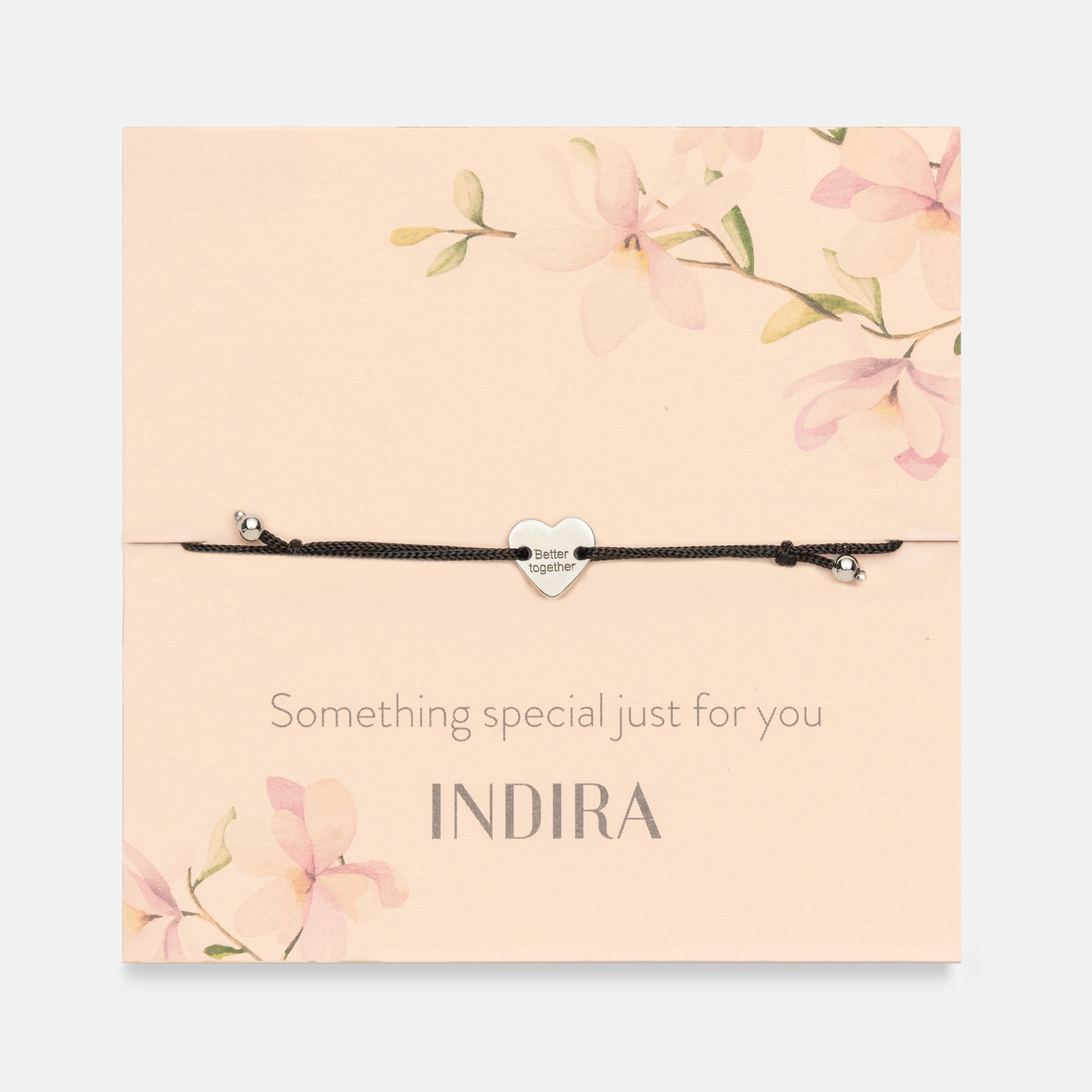 Сребърна гривна със шнур Better Together - Indira