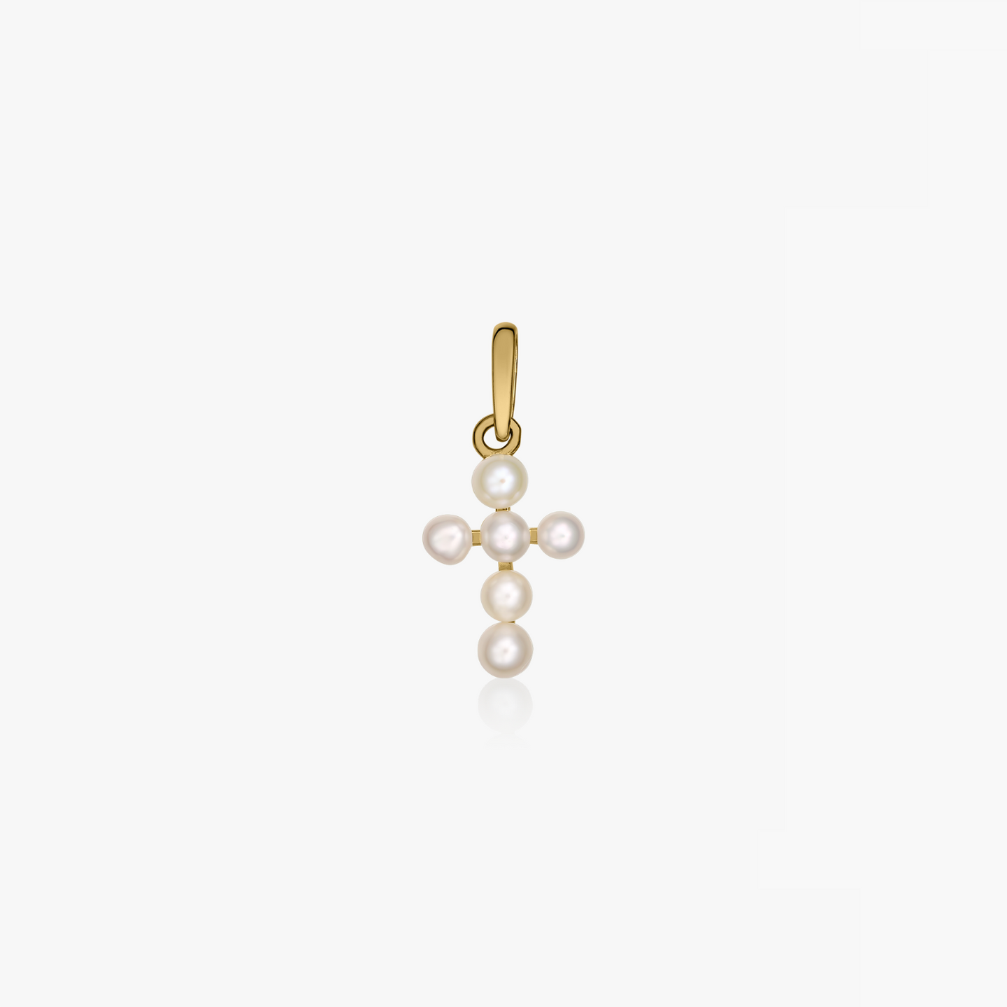 Златен медальон Pearl Cross - Натурални перли - Indira