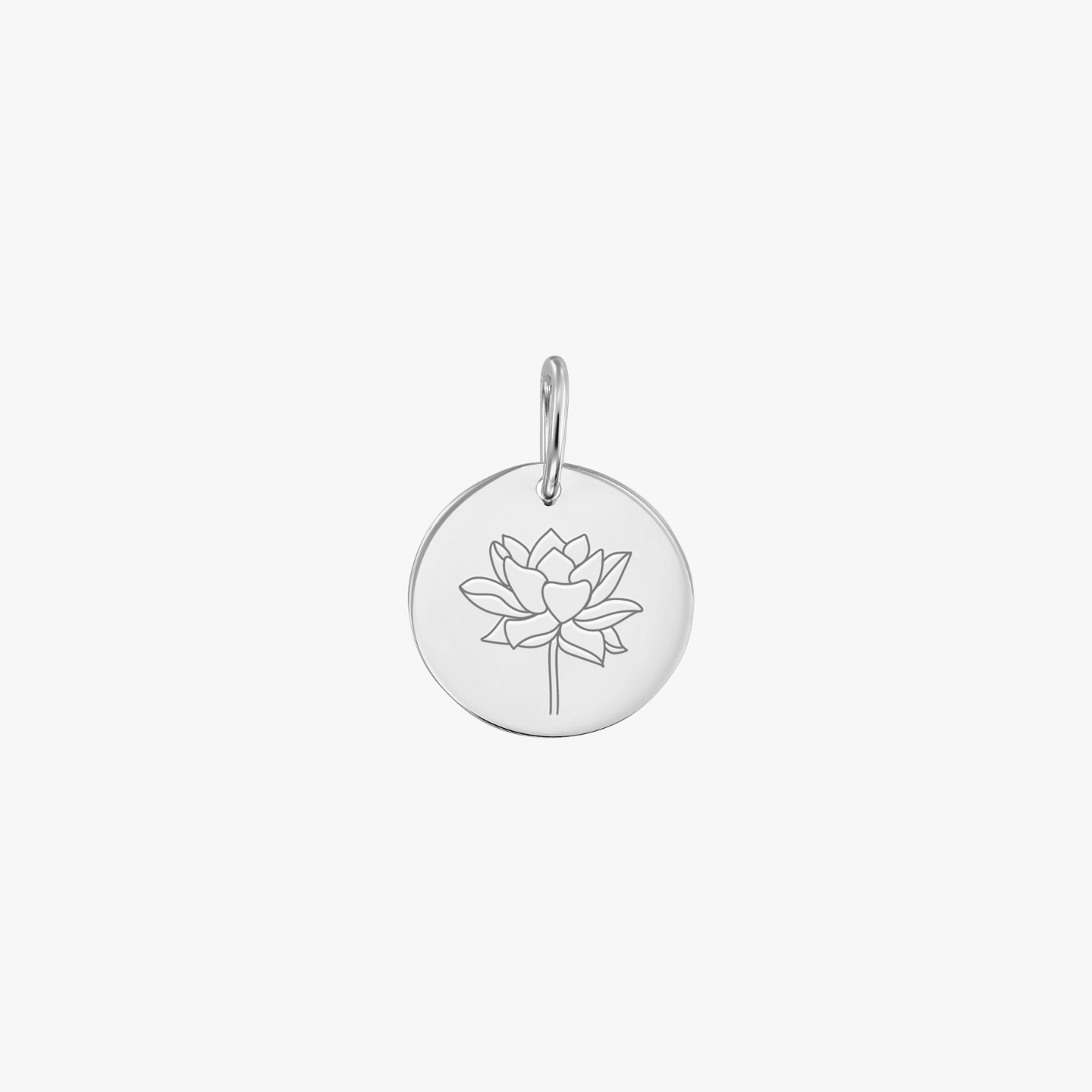 Висулка от бяло злато Birth Flower - Юли Лотос - Indira