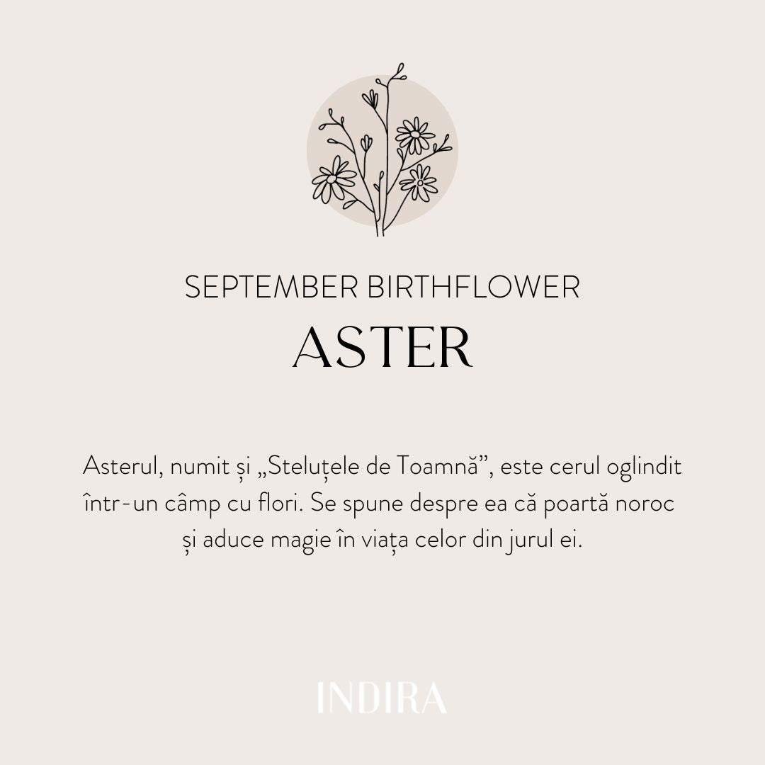 Сребърен пръстен Birth Flower - Септември Астер - Indira