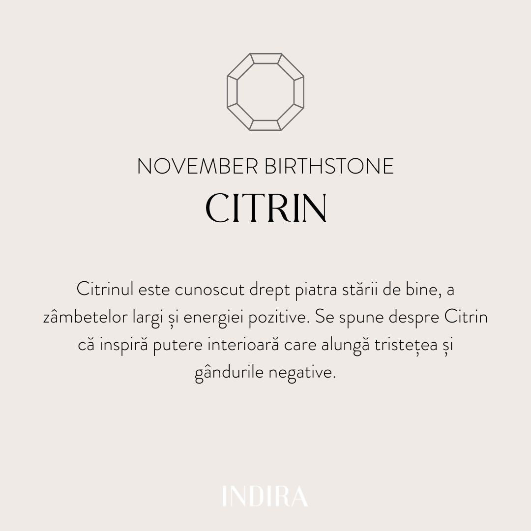 Сребърно колие Birthstone Golden November - Цитрин - Indira