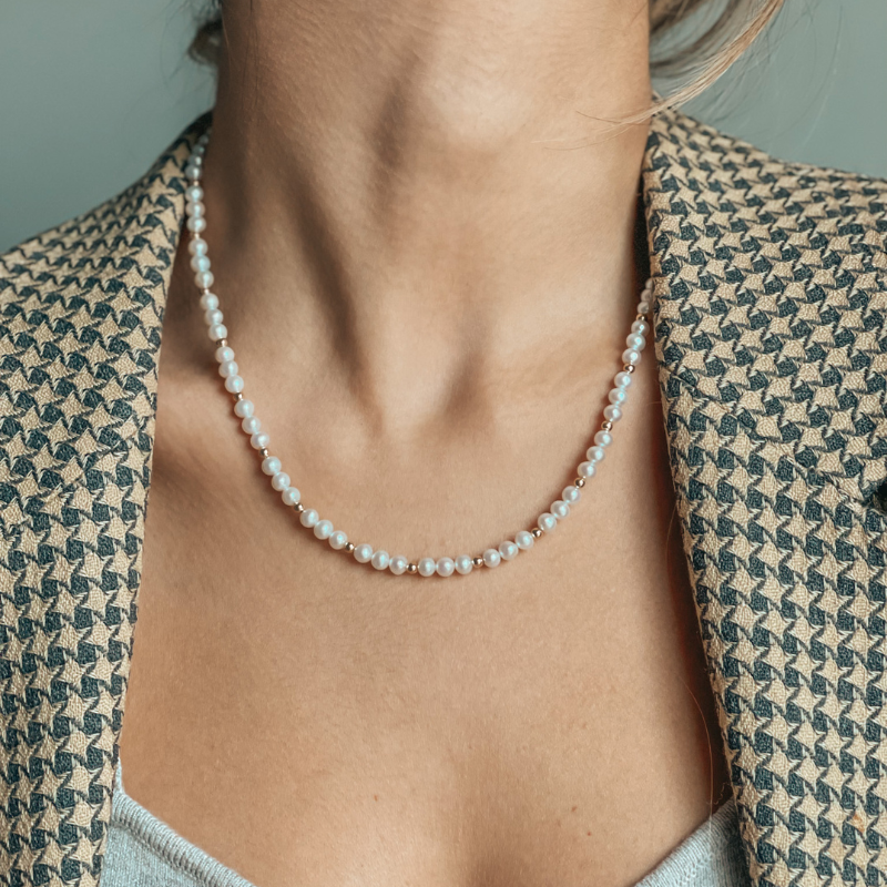 Златно колие Golden Sonet - Естествени перли - Indira