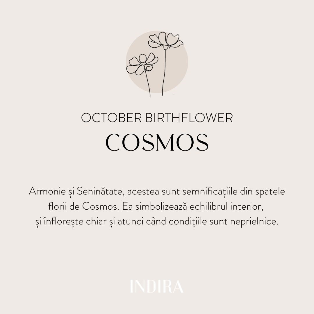 Бяла златна гривна с връв Birth Flower - Октомврийски Космос - Indira