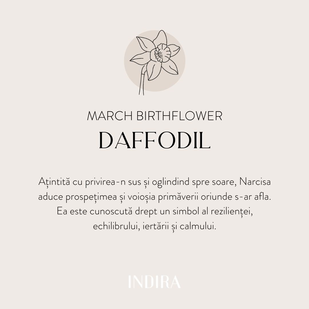 Златен медальон Birth Flower - Март Нарцис - Indira