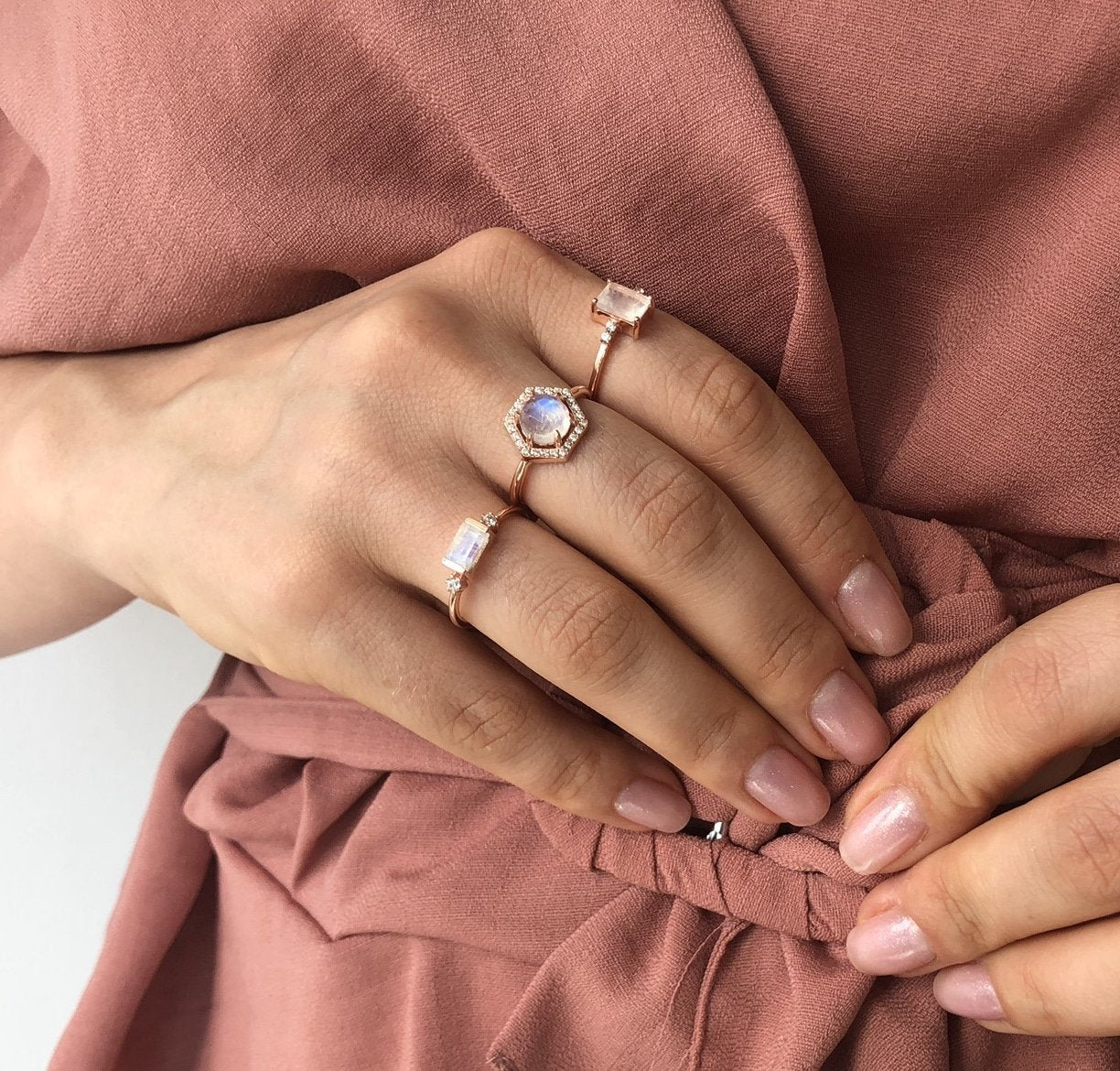 Inel din argint Lucy - Piatra lunii, Zirconiu - Indira