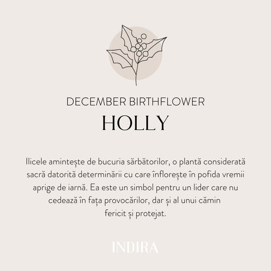 Brățară șnur din aur alb Birth Flower - December Holly - Indira