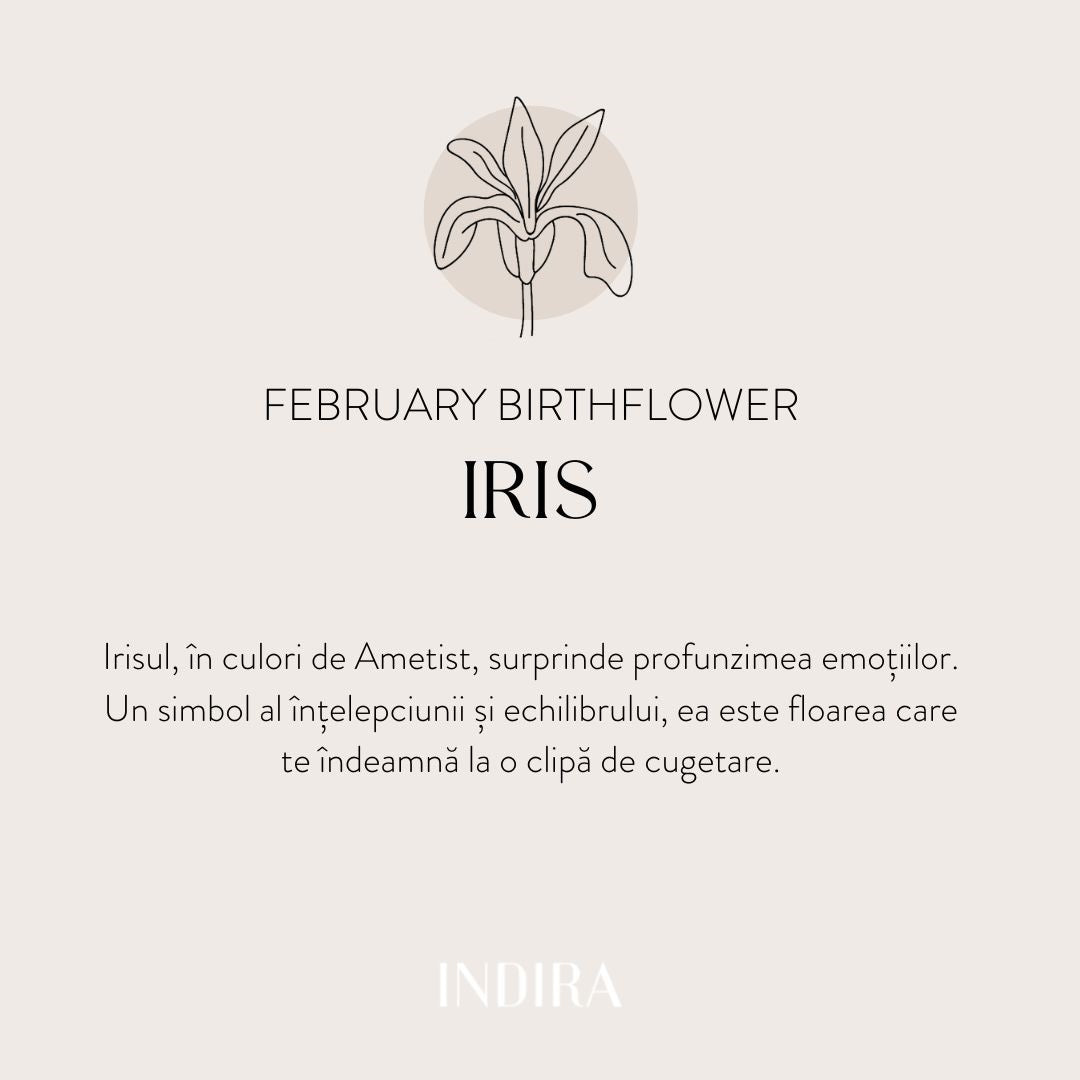 Златно колие Birth Flower - Февруарски ирис - Indira