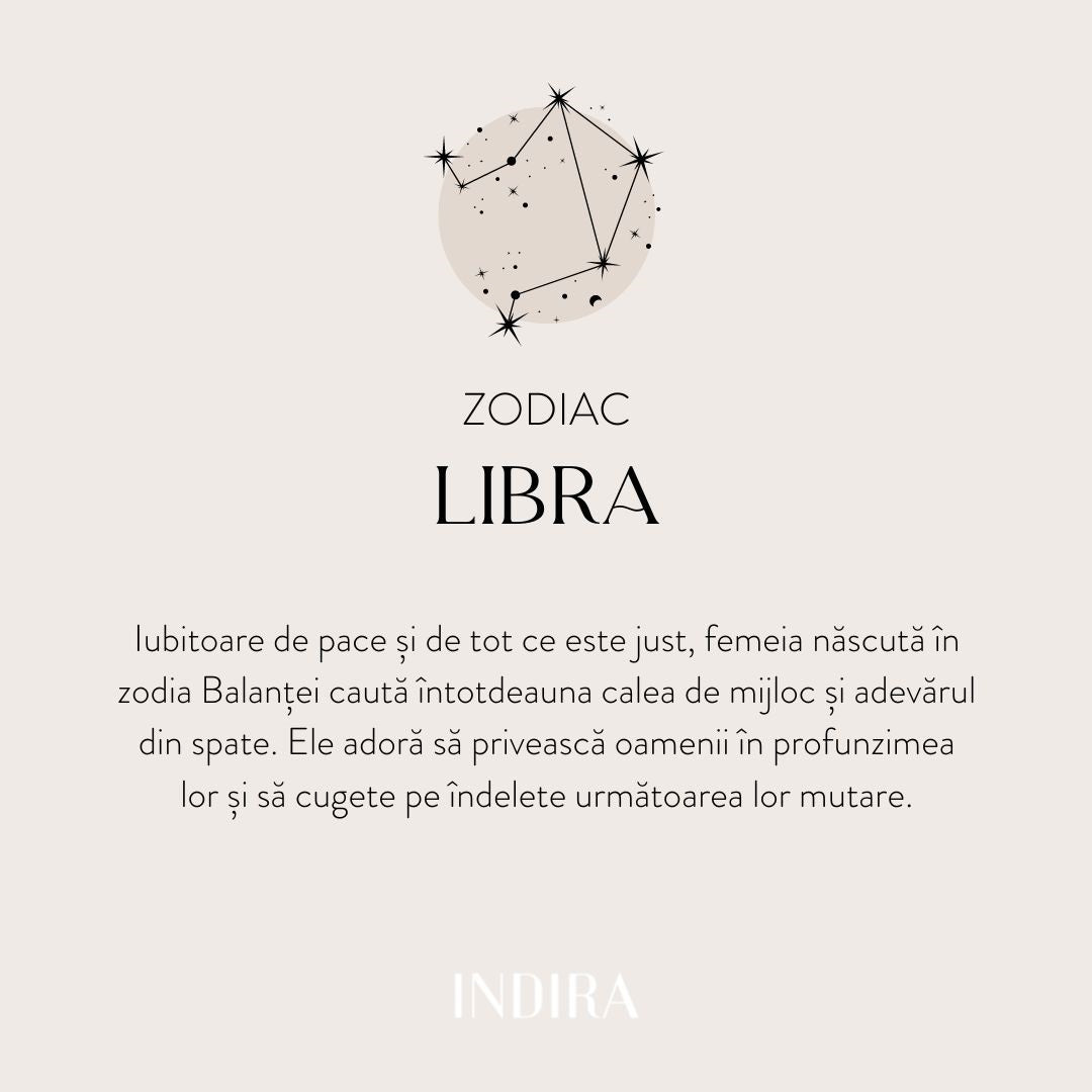 Сребърно колие Golden Zodiac - Везни - Indira