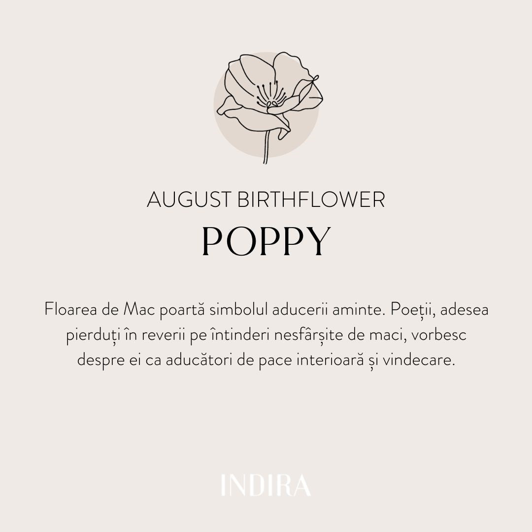 Висулка от бяло злато Birth Flower - Август Папавер - Indira