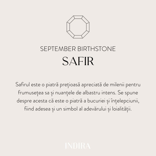 Brățară șnur din argint Birthstone Silver September - Safir - Indira