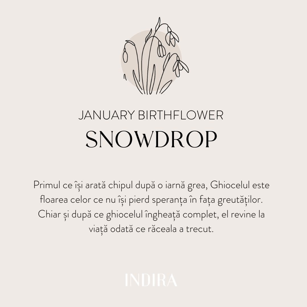 Сребърна гривна с връв Silver BirthFlower - Януари Snowdrop - Индра