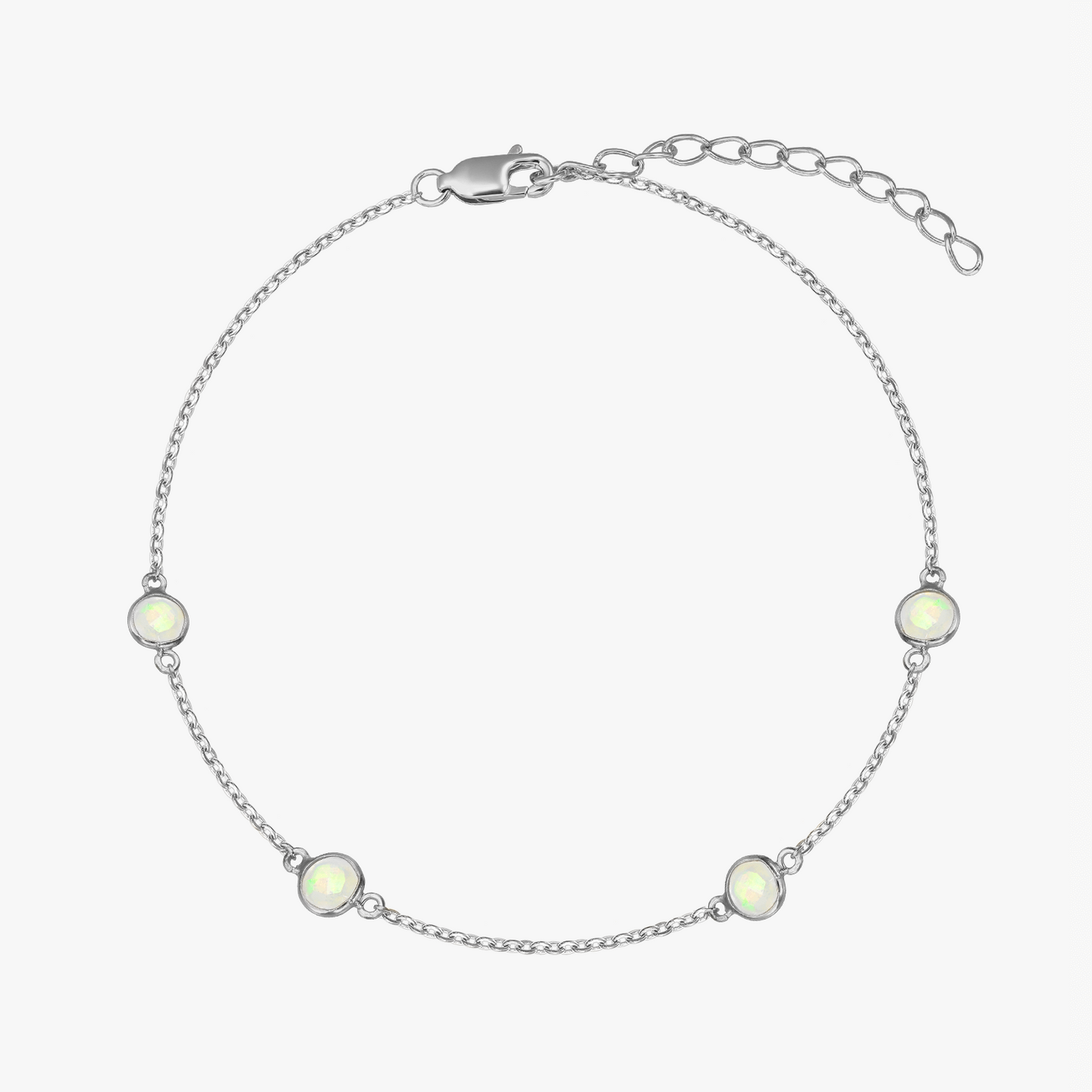 Сребърна гривна Birthstone Октомври - Опал - Indira