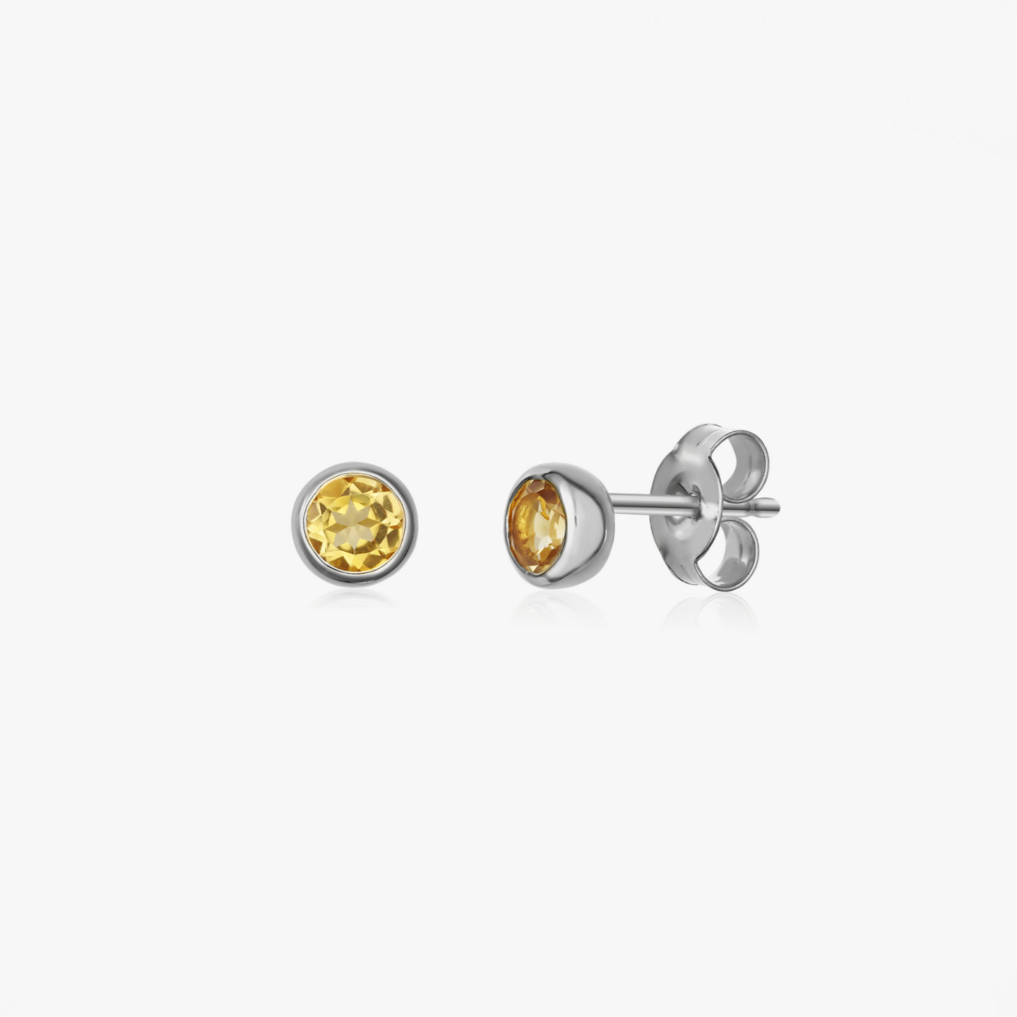 Сребърни обеци Birthstone Ноември - Цитрин - Indira