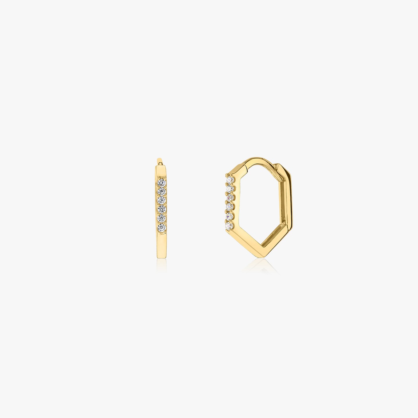 Обеци от злато Hexagon Hoops - Indira
