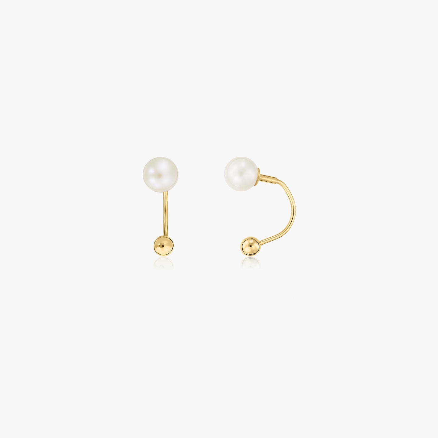 Златни обеци Pearl Ear Jacket - Натурални перли - Indira