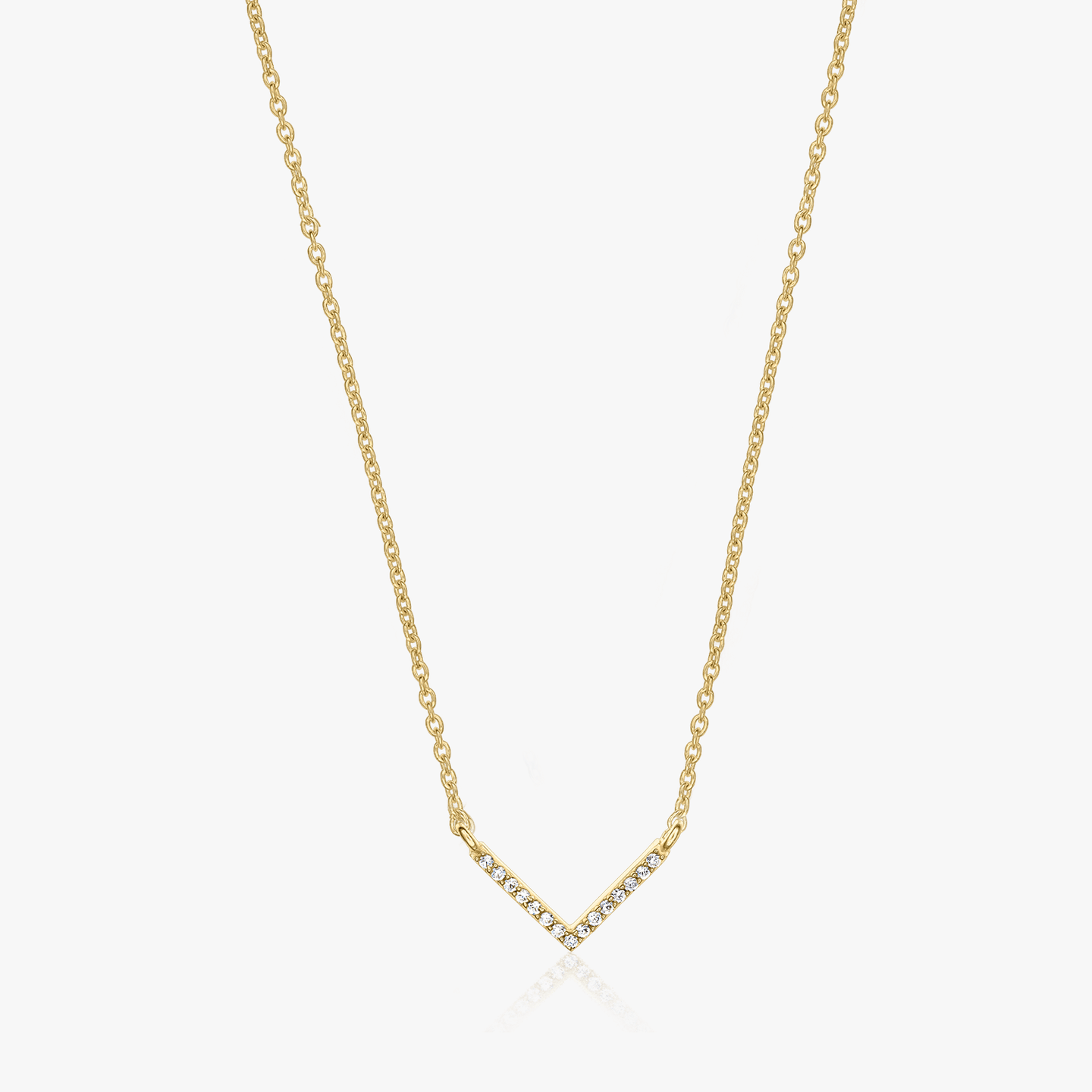 Колие от сребро Golden V Neck - Цирконий - Indira